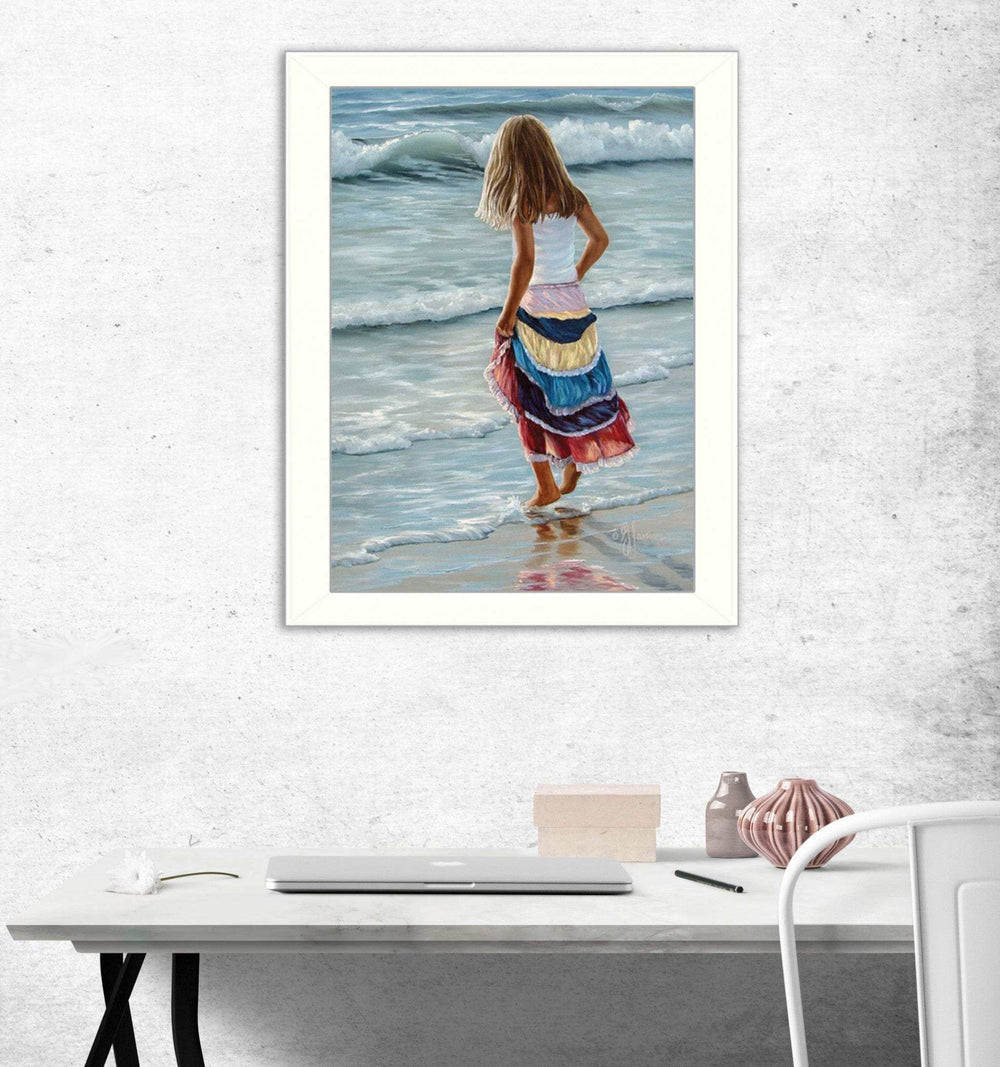 The Striped Skirt White Framed Print Wall Art - Homeroots - Flyclothing LLC