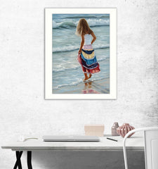 The Striped Skirt White Framed Print Wall Art - Homeroots