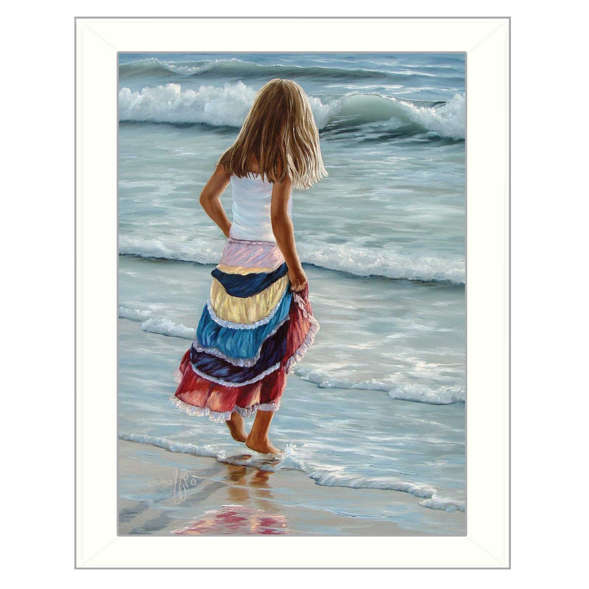 The Striped Skirt White Framed Print Wall Art - Homeroots