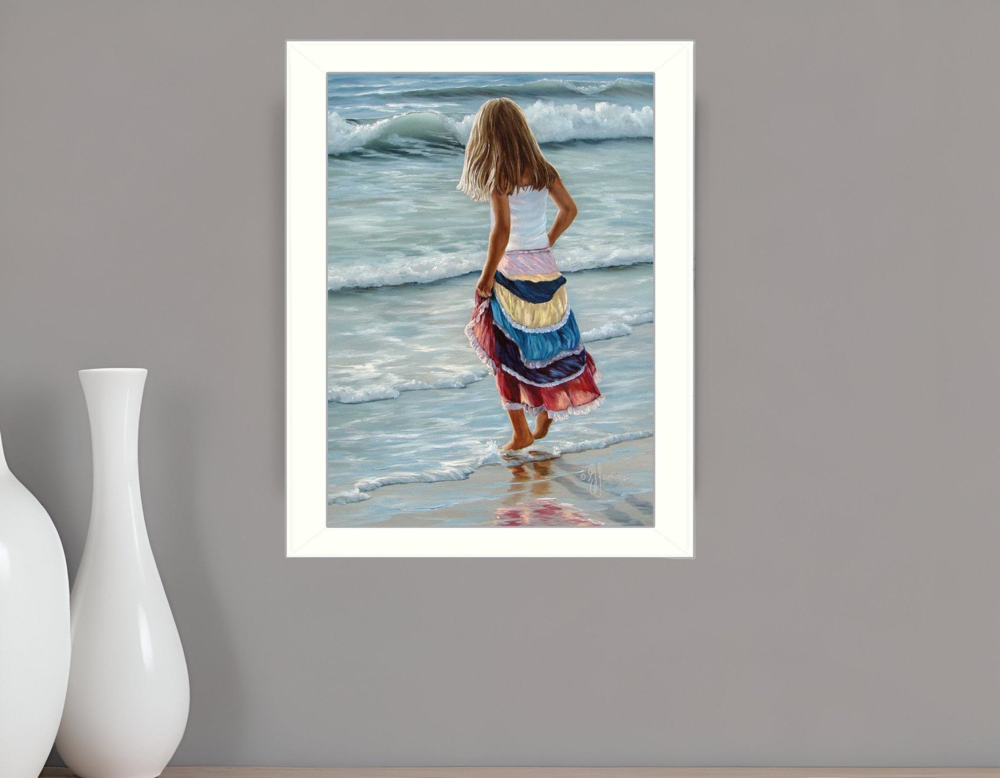 The Striped Skirt White Framed Print Wall Art - Homeroots