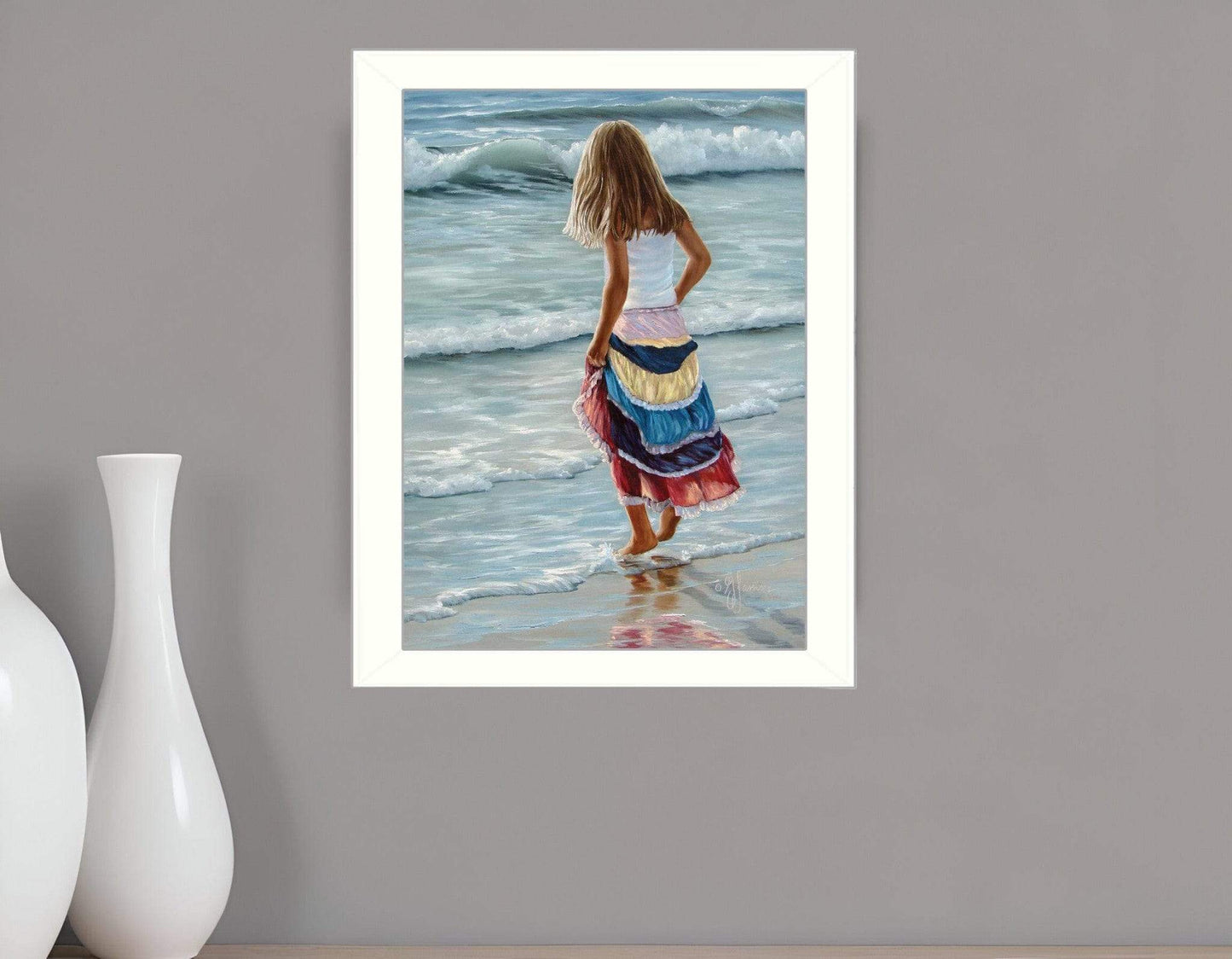 The Striped Skirt White Framed Print Wall Art - Homeroots - Flyclothing LLC