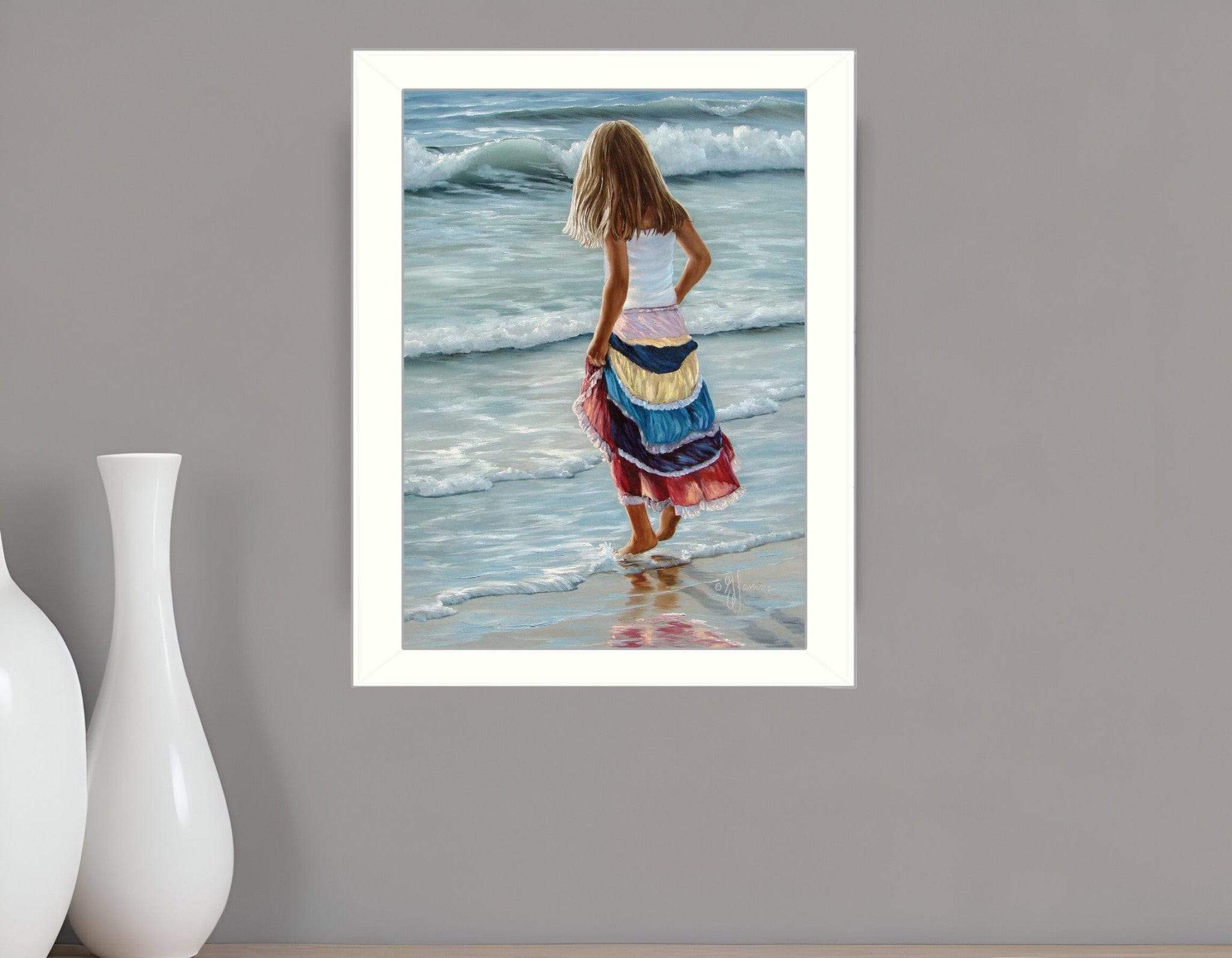 The Striped Skirt White Framed Print Wall Art - Homeroots - Flyclothing LLC