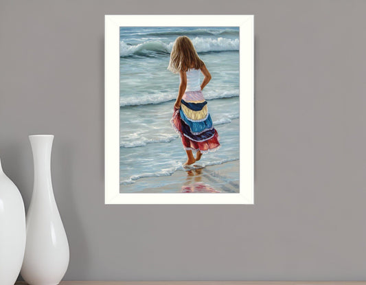 The Striped Skirt White Framed Print Wall Art - Homeroots