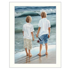 Going Fishing White Framed Print Wall Art - Homeroots