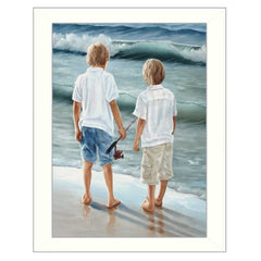 Going Fishing White Framed Print Wall Art - Homeroots