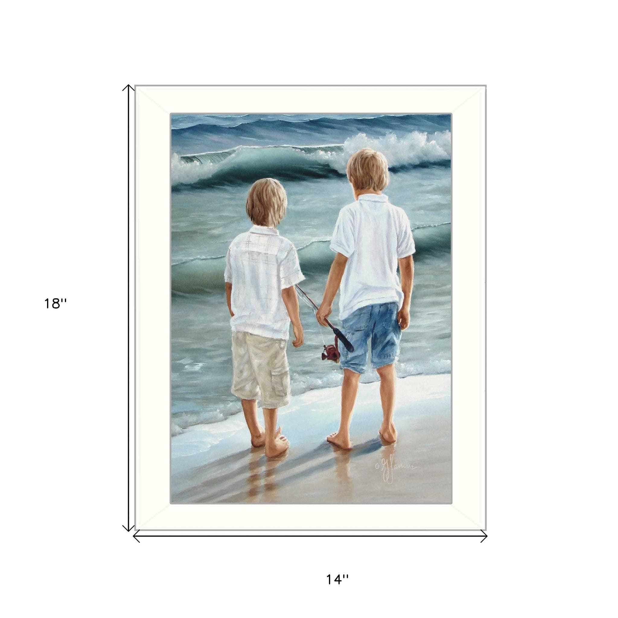 Going Fishing White Framed Print Wall Art - Homeroots