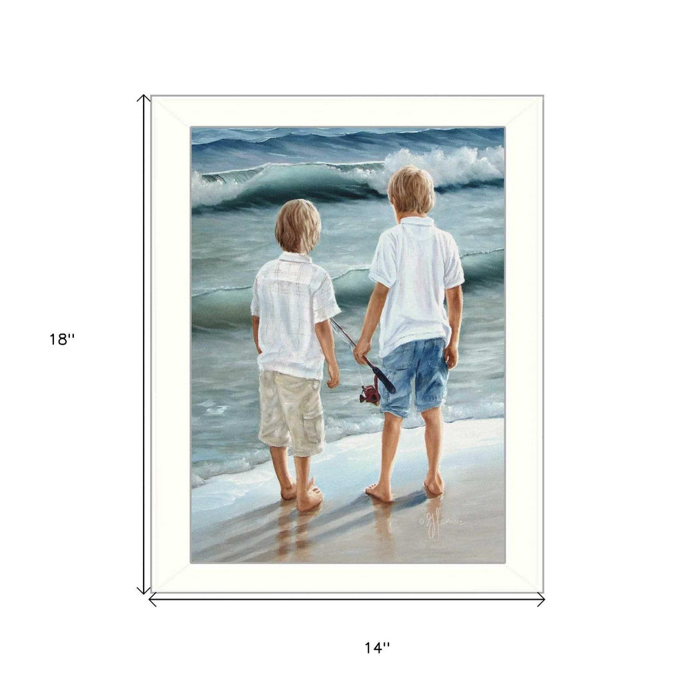 Going Fishing White Framed Print Wall Art - Homeroots - Flyclothing LLC