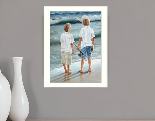 Going Fishing White Framed Print Wall Art - Homeroots