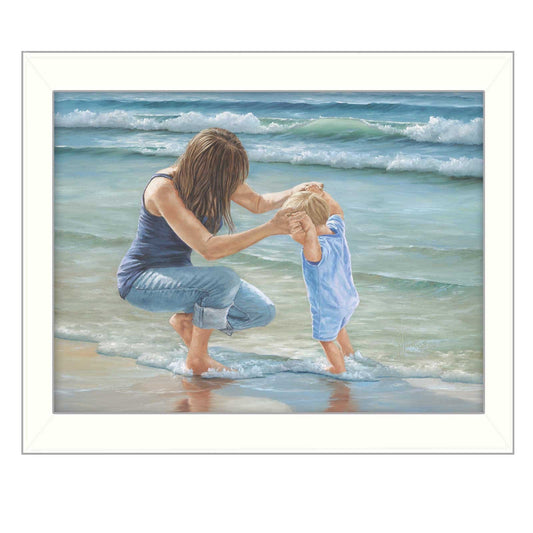 Playing in the Water White Framed Print Wall Art - Homeroots