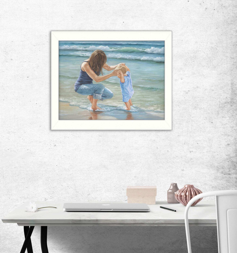 Playing in the Water White Framed Print Wall Art - Homeroots - Flyclothing LLC