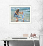 Playing in the Water White Framed Print Wall Art - Homeroots - Flyclothing LLC