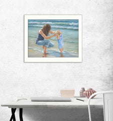 Playing in the Water White Framed Print Wall Art - Homeroots