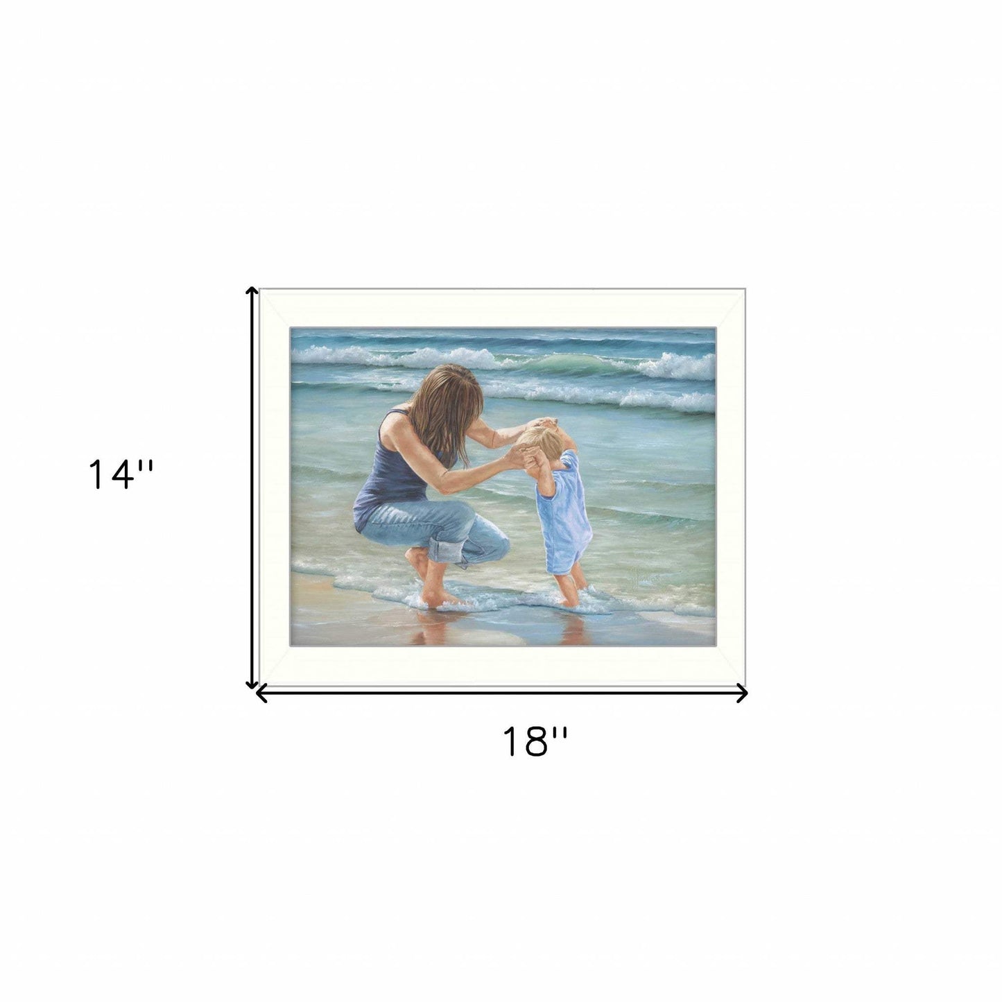 Playing in the Water White Framed Print Wall Art - Homeroots - Flyclothing LLC