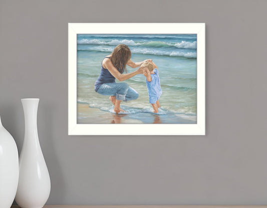 Playing in the Water White Framed Print Wall Art - Homeroots