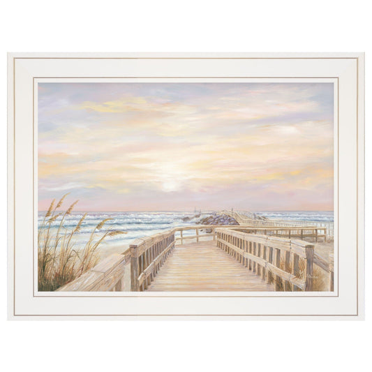 Ponce Inlet Jetty Sunrise 2 White Framed Print Wall Art - Homeroots