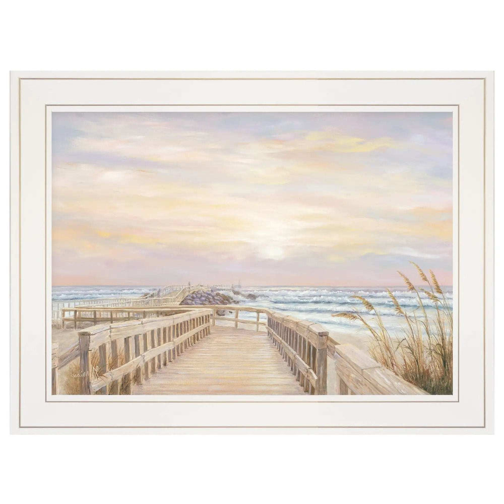 Ponce Inlet Jetty Sunrise 2 White Framed Print Wall Art - Homeroots - Flyclothing LLC