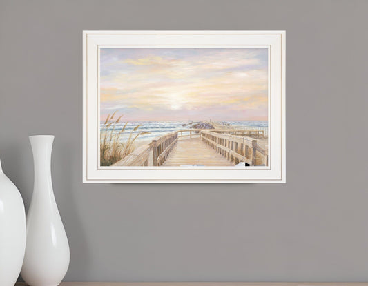 Ponce Inlet Jetty Sunrise 2 White Framed Print Wall Art - Homeroots