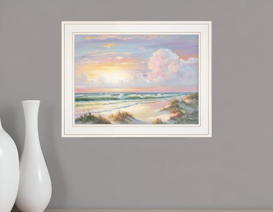 Golden Sunset on Crystal Cove 1 White Framed Print Wall Art - Homeroots