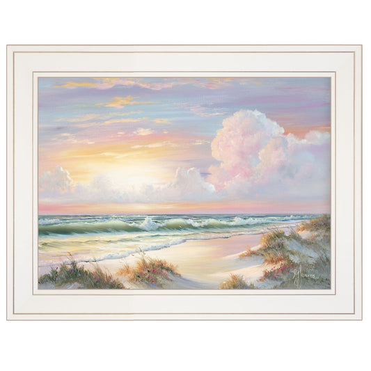 Golden Sunset on Crystal Cove 1 White Framed Print Wall Art - Homeroots
