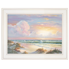 Golden Sunset on Crystal Cove 1 White Framed Print Wall Art - Homeroots