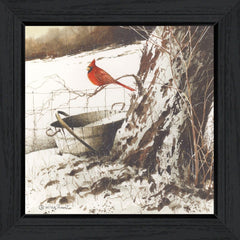 Country Cardinal Black Framed Print Wall Art - Homeroots