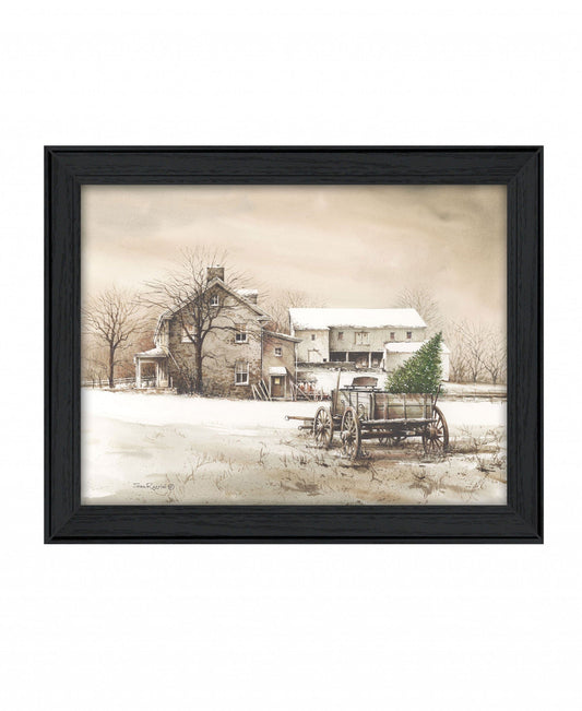 Bringing Home the Tree 1 Black Framed Print Wall Art - Homeroots