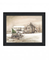 Bringing Home the Tree 1 Black Framed Print Wall Art - Homeroots