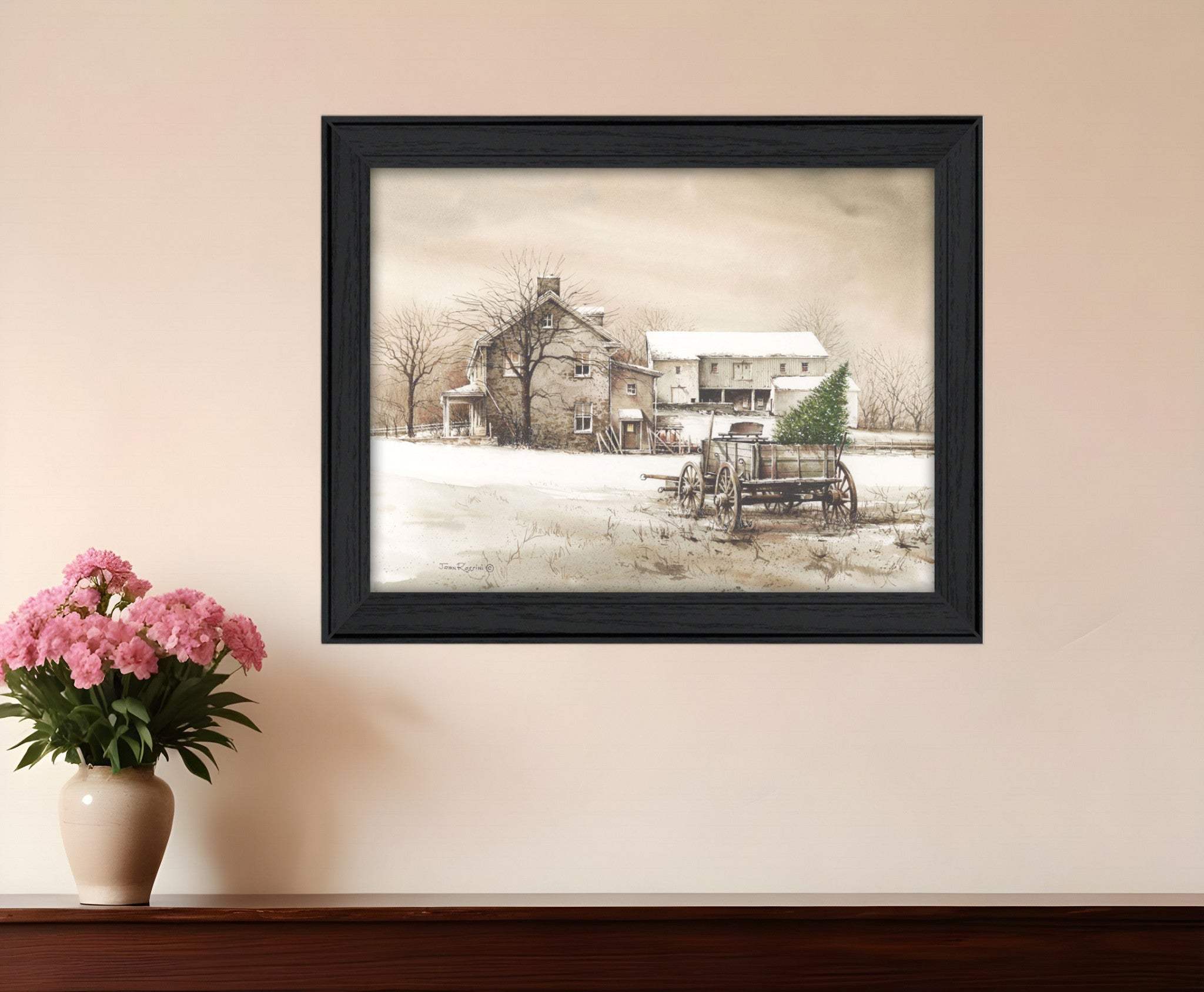 Bringing Home the Tree 1 Black Framed Print Wall Art - Homeroots - Flyclothing LLC