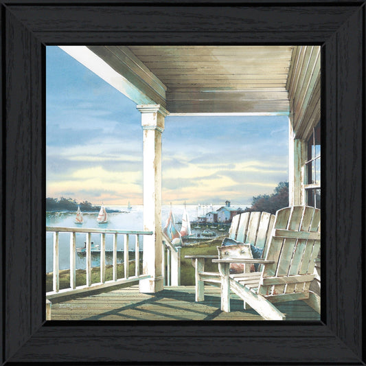 Front Porch Coastal Sunset Black Framed Print Wall Art - Homeroots