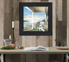 Front Porch Coastal Sunset Black Framed Print Wall Art - Homeroots