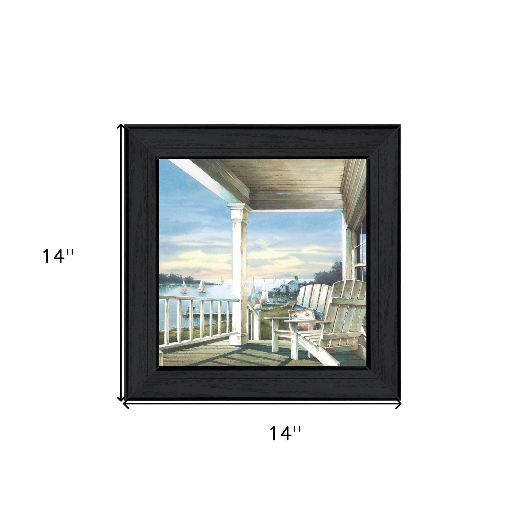 Front Porch Coastal Sunset Black Framed Print Wall Art - Homeroots