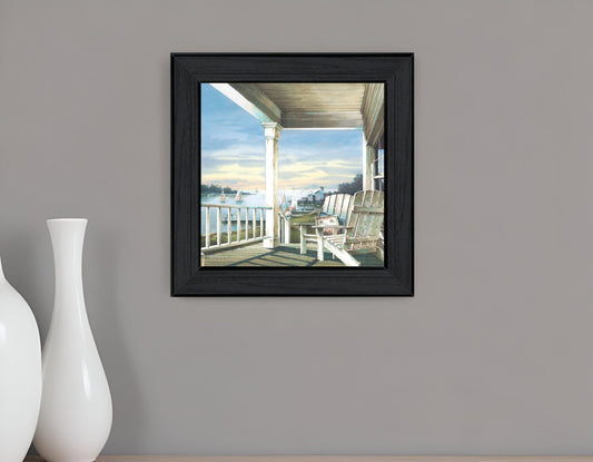 Front Porch Coastal Sunset Black Framed Print Wall Art - Homeroots