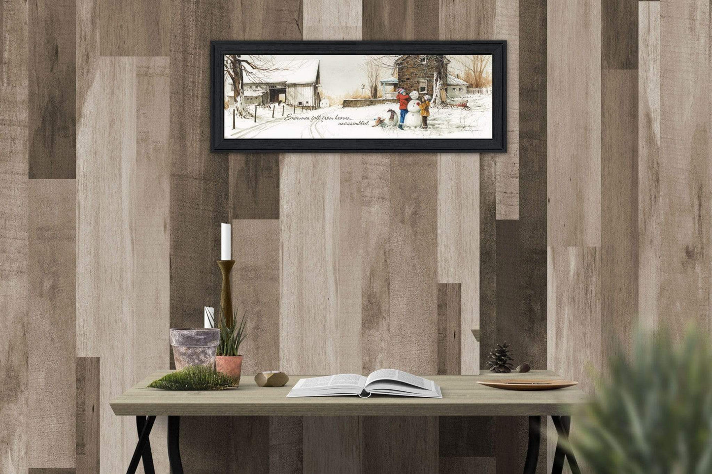 Snowmen from Heaven 1 Black Framed Print Wall Art - Homeroots - Flyclothing LLC