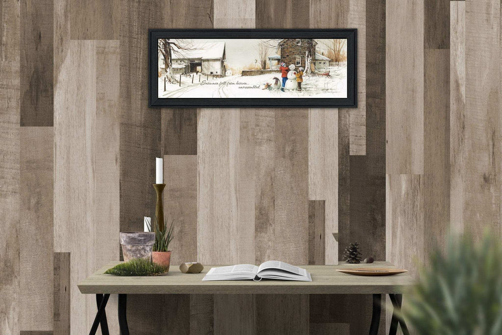 Snowmen from Heaven 1 Black Framed Print Wall Art - Homeroots - Flyclothing LLC