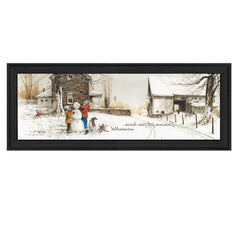 Snowmen from Heaven 1 Black Framed Print Wall Art - Homeroots