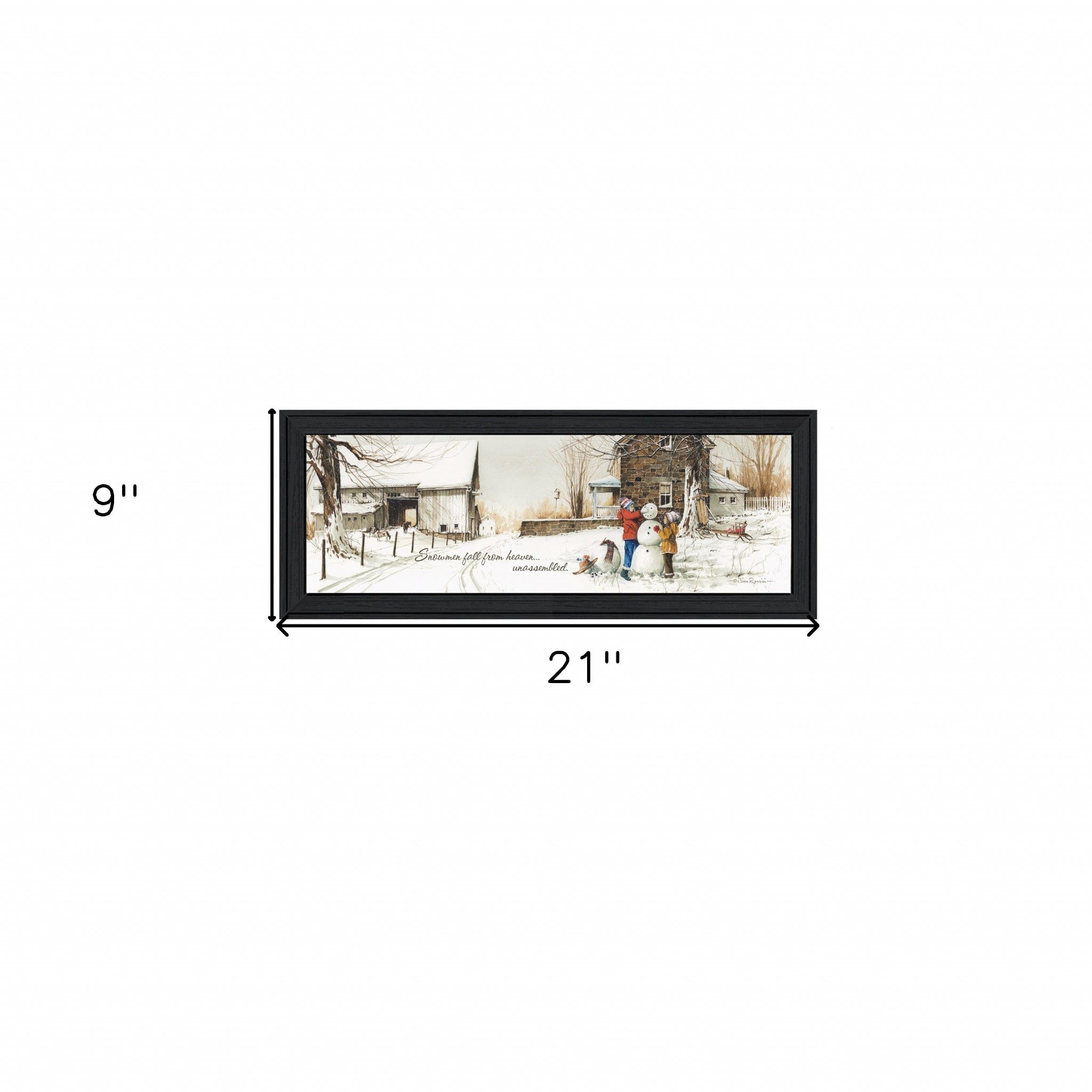 Snowmen from Heaven 1 Black Framed Print Wall Art - Homeroots
