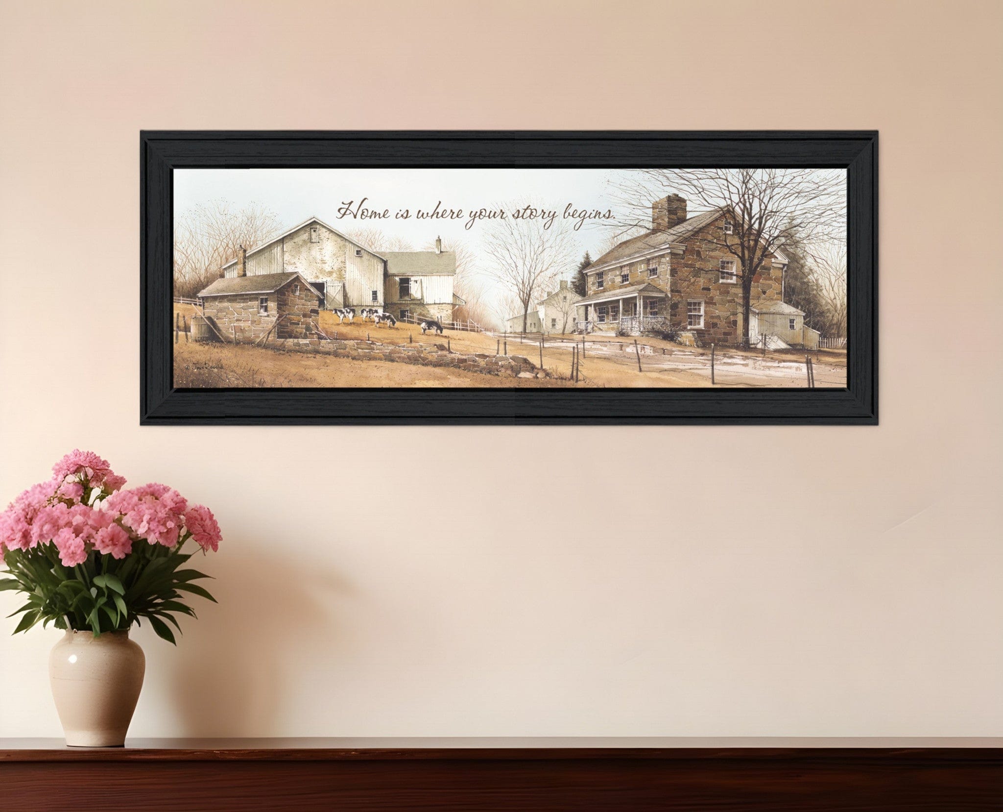 Home Begins Your Story Black Framed Print Wall Art - Homeroots