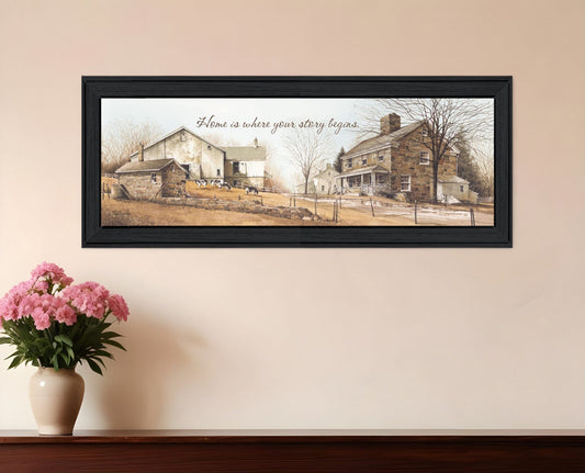 Home Begins Your Story Black Framed Print Wall Art - Homeroots