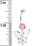 Passion Pink Gem Encompass Butterfly Belly Ring