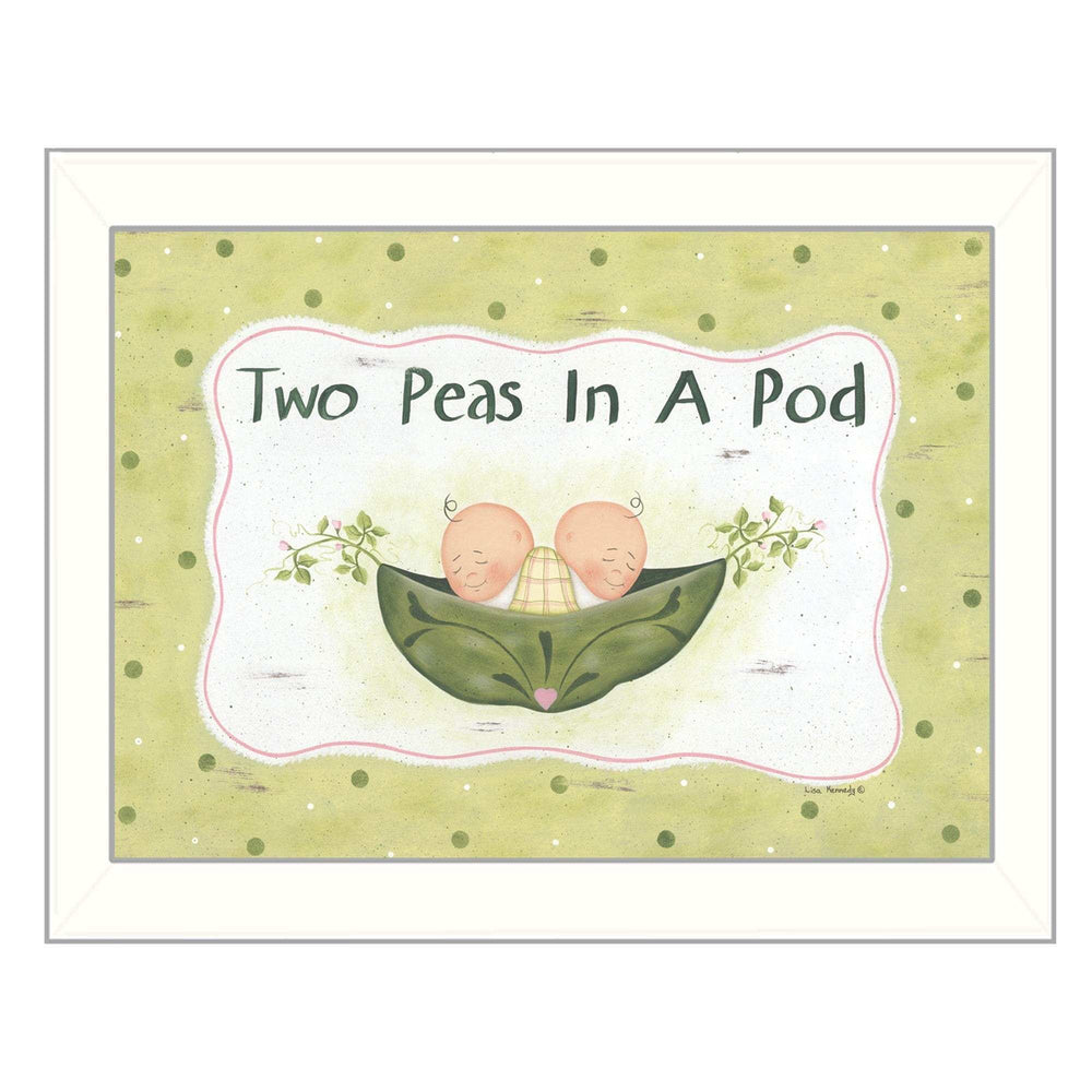 Two Peas in a Pod White Framed Print Wall Art - Homeroots - Flyclothing LLC
