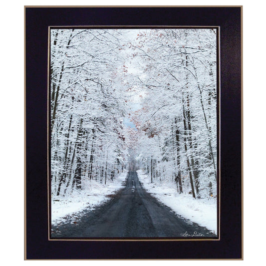 All Roads lead Home winter lane Black Framed Print Wall Art - Homeroots