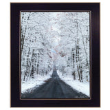 All Roads lead Home winter lane Black Framed Print Wall Art - Homeroots