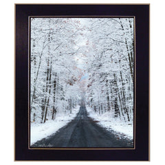 All Roads lead Home winter lane Black Framed Print Wall Art - Homeroots