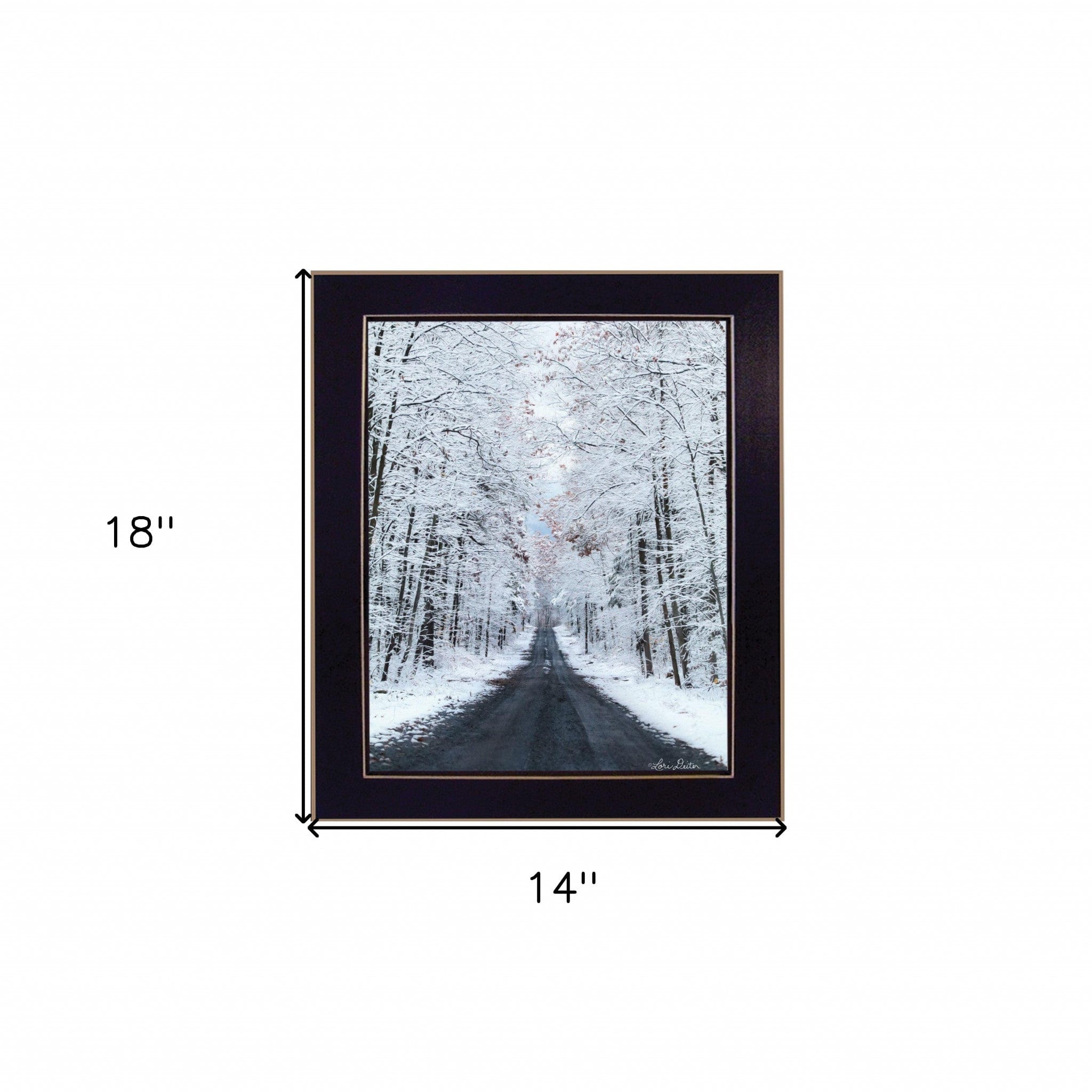 All Roads lead Home winter lane Black Framed Print Wall Art - Homeroots