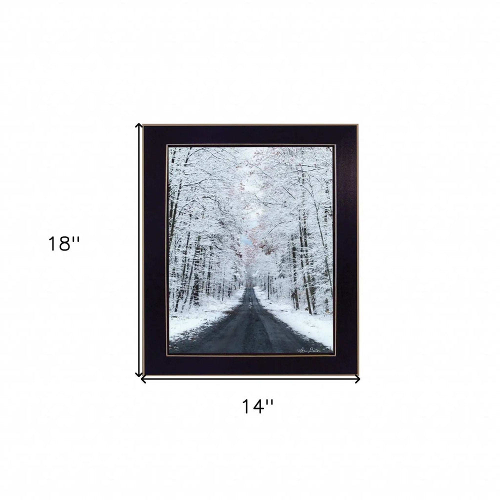 All Roads lead Home winter lane Black Framed Print Wall Art - Homeroots - Flyclothing LLC