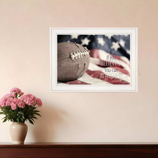 Football Believe It 1 White Framed Print Wall Art - Homeroots - Flyclothing LLC