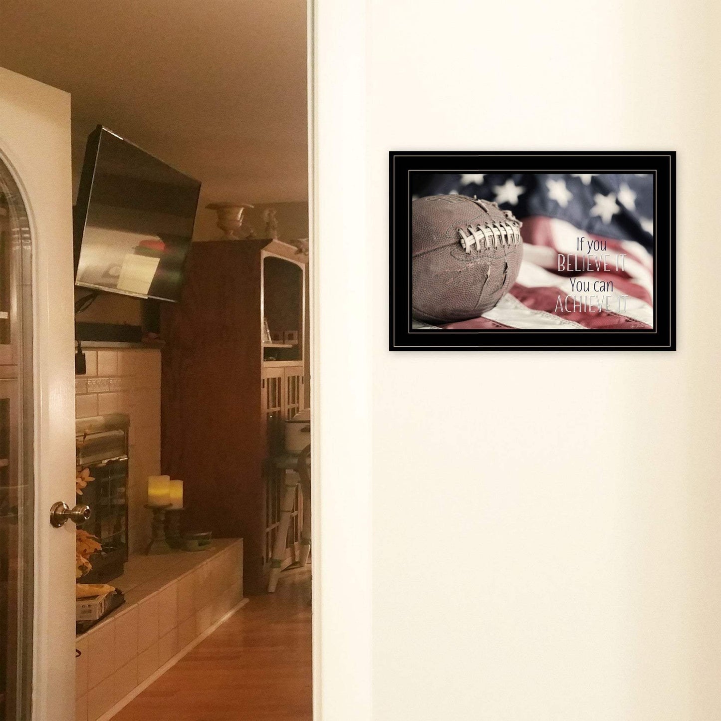 Football Believe It 2 Black Framed Print Wall Art - Homeroots - Flyclothing LLC
