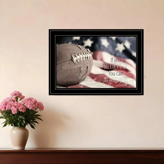 Football Believe It 2 Black Framed Print Wall Art - Homeroots - Flyclothing LLC