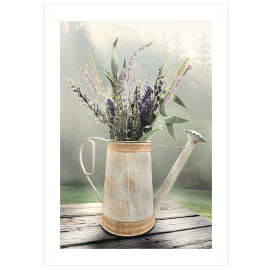 Lavender Watering Can 2 White Framed Print Wall Art - Homeroots