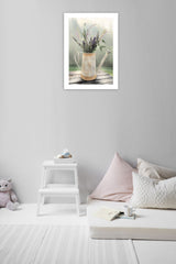 Lavender Watering Can 2 White Framed Print Wall Art - Homeroots